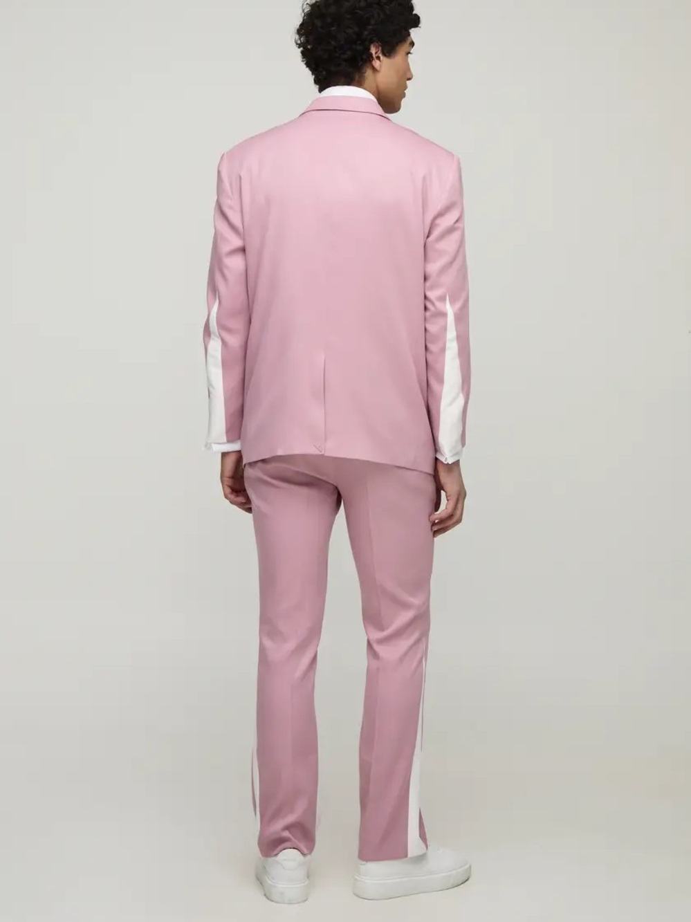 Straight Fit Contrast Panel Suit Blazer Slim Flare Trousers XS - Picture 8 of 8
